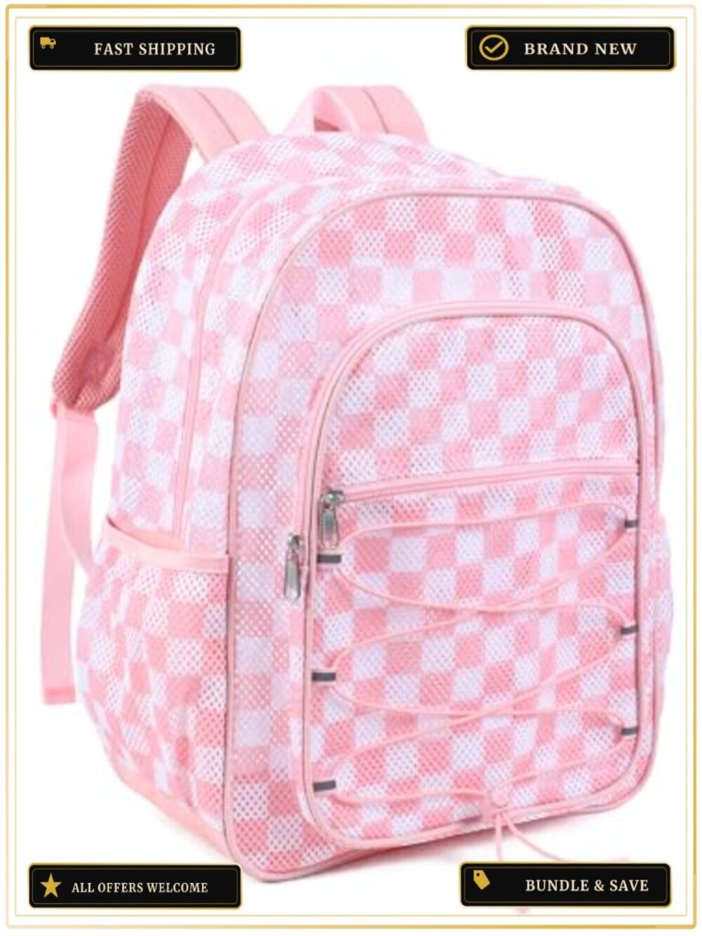 Transparent Mesh Backpack See Through Bookbag for School Sports Travel